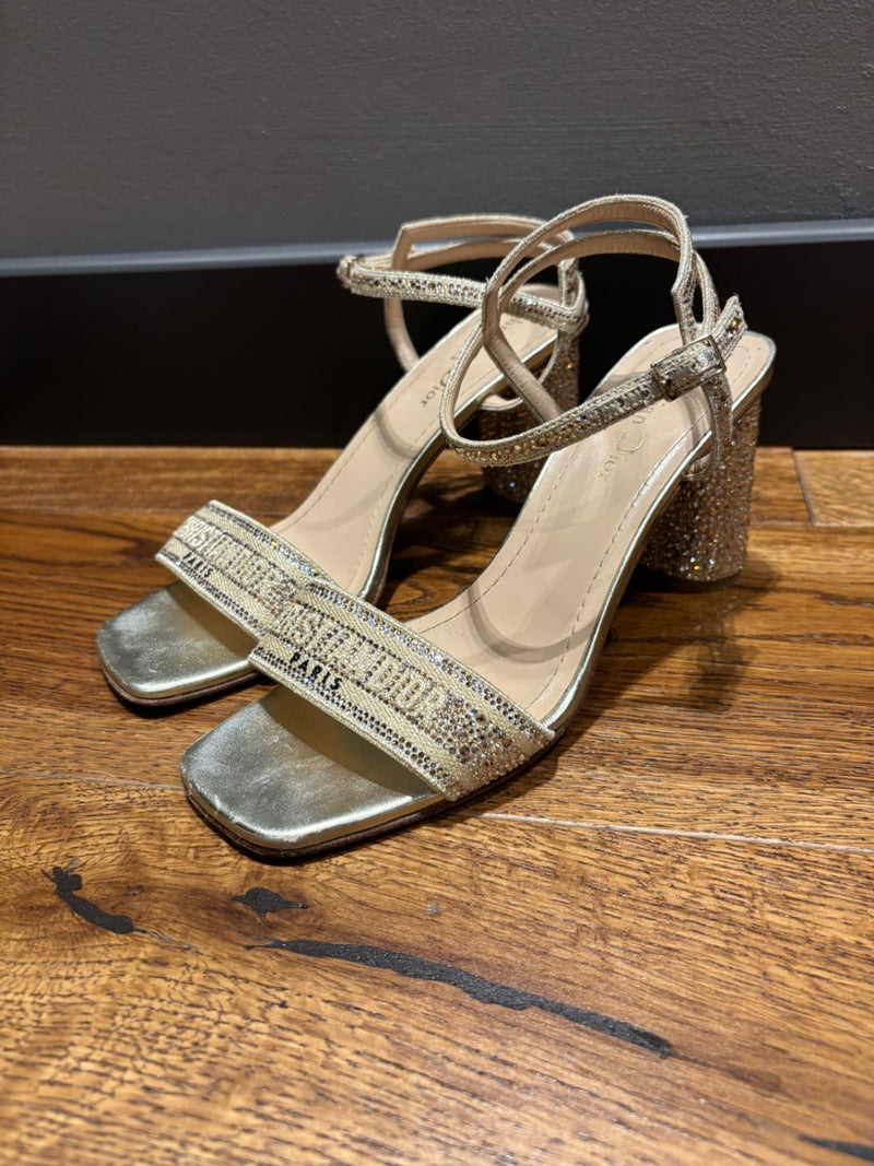 Dior Gold Leather with rhinestones Sandals