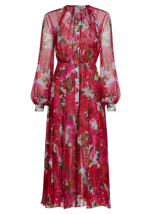Oscar della Renta  Dahlia Silk Chiffon Midi Dress