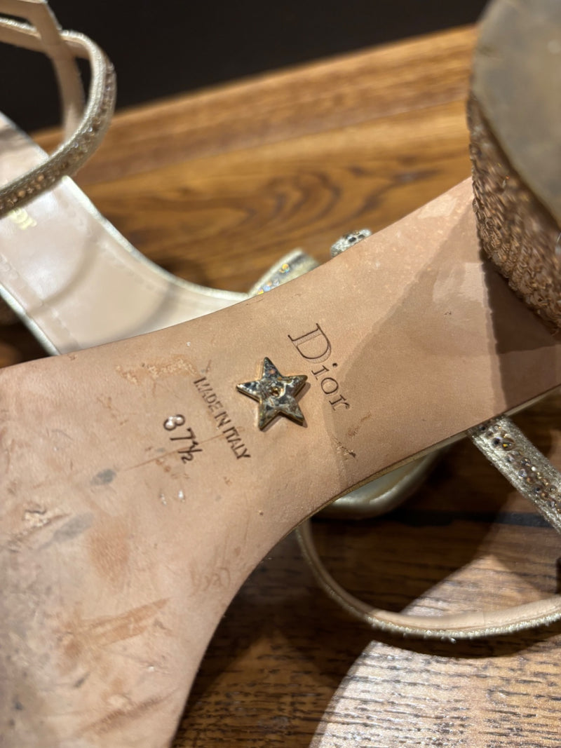 Dior Gold Leather with rhinestones Sandals