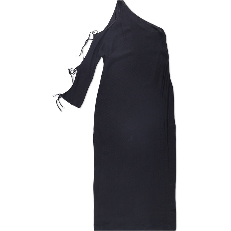 Rosetta Getty One-Shoulder Asymmetric Tie-Sleeve Midi Dress