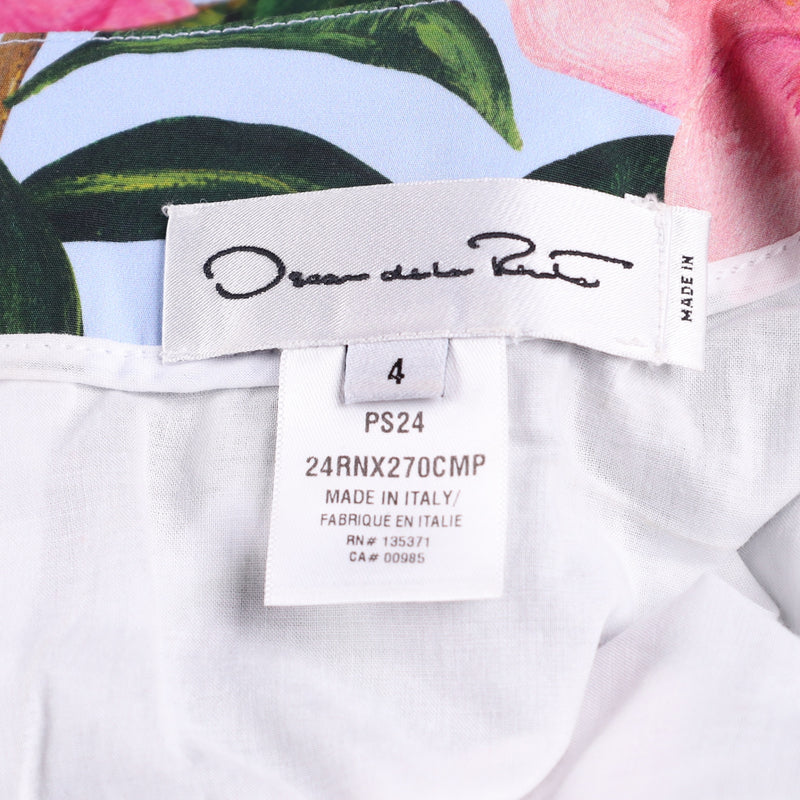 Oscar de la Renta Floral Cotton Poplin Midi Dress