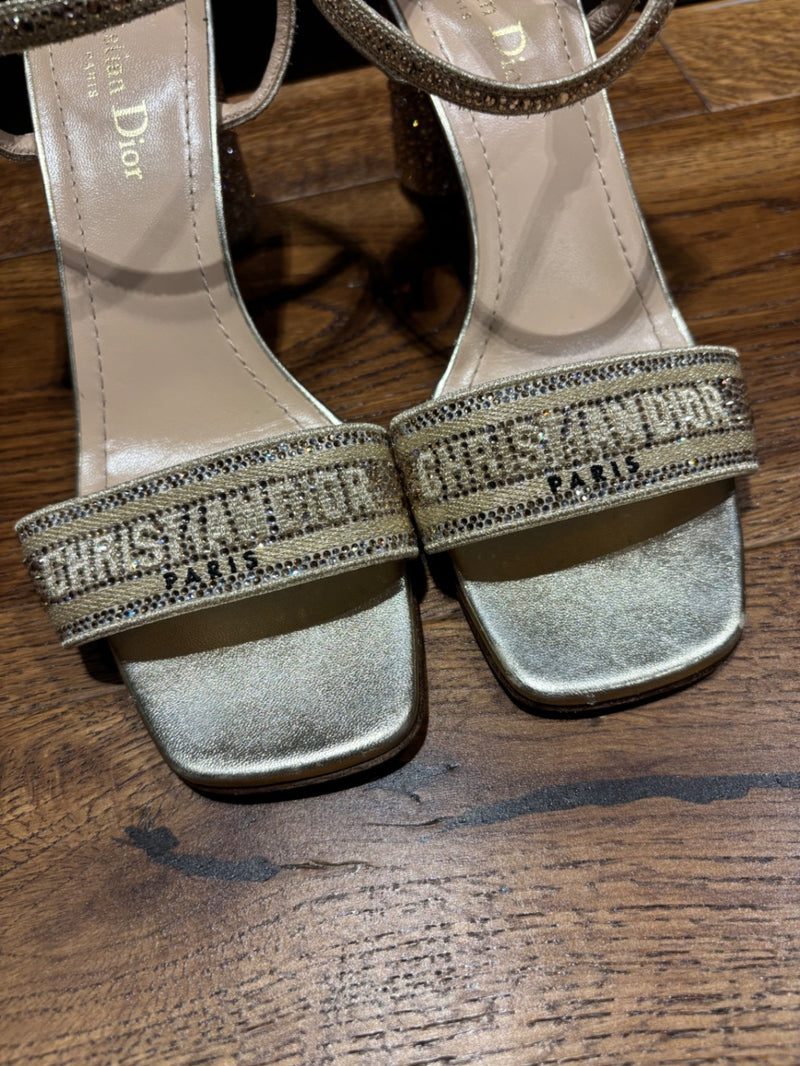 Dior Gold Leather with rhinestones Sandals