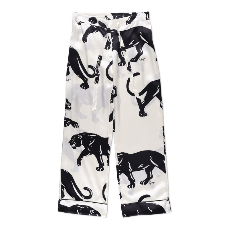 Olivia von Halle Yves Romain Panther Long Pyjama Set in Silk Twill