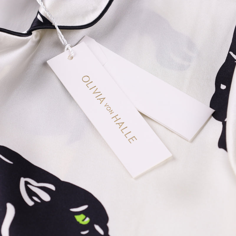 Olivia von Halle Yves Romain Panther Long Pyjama Set in Silk Twill