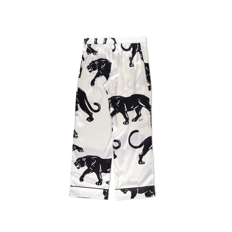 Olivia von Halle Yves Romain Panther Long Pyjama Set in Silk Twill