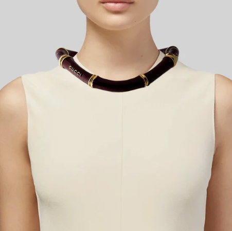 Gucci Bamboo Style Gold-Tone Enamel Choker