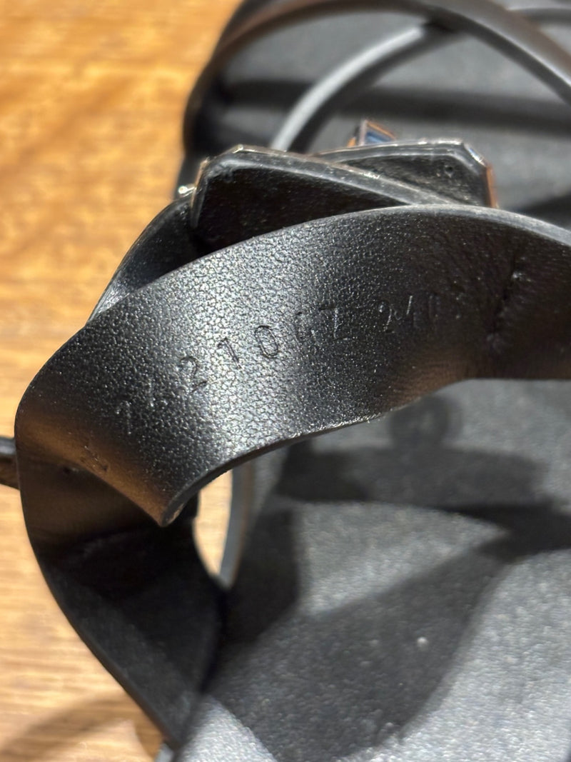 Hermes Black Leather June Sandals 37,5
