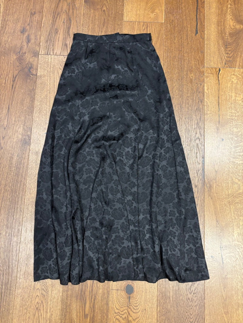 Chanel Black Satin with floral jacquard pattern Skirts
