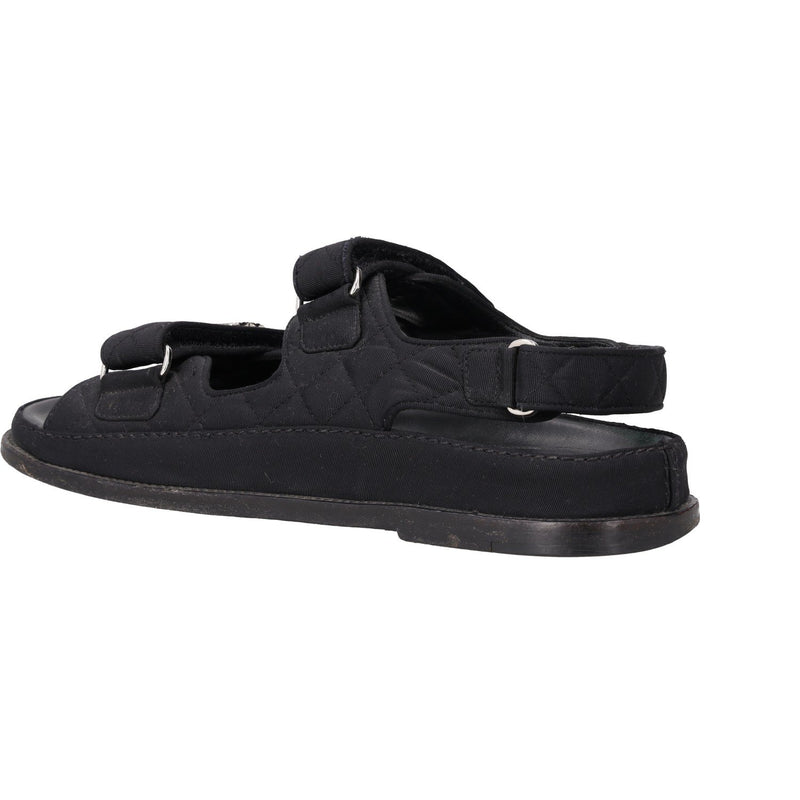 Chanel Black Quilted Fabric CC Dad Sandals