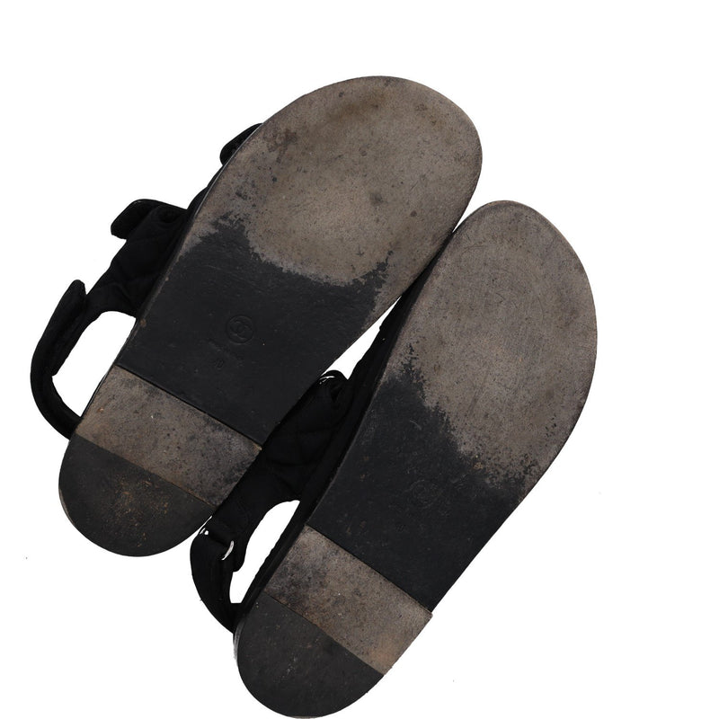 Chanel Black Quilted Fabric CC Dad Sandals