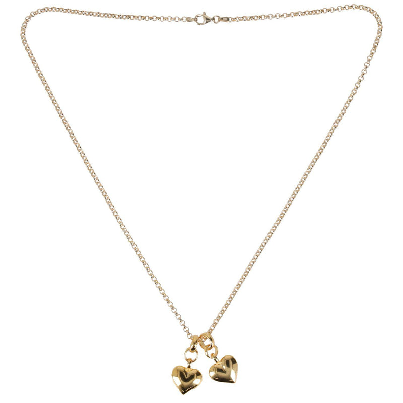 Tilly Sveaas Small Double Gold Plated Heart on Belcher Necklace