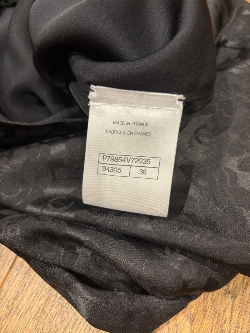 Chanel Black Satin with floral jacquard pattern Skirts