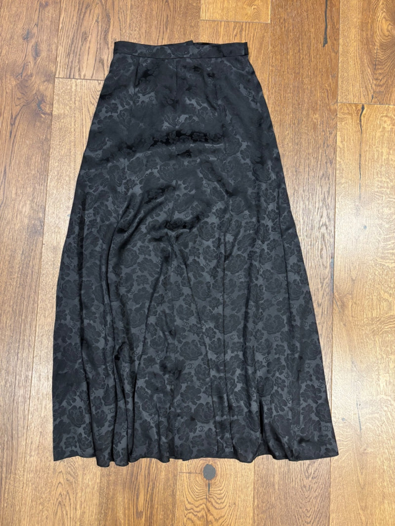 Chanel Black Satin with floral jacquard pattern Skirts