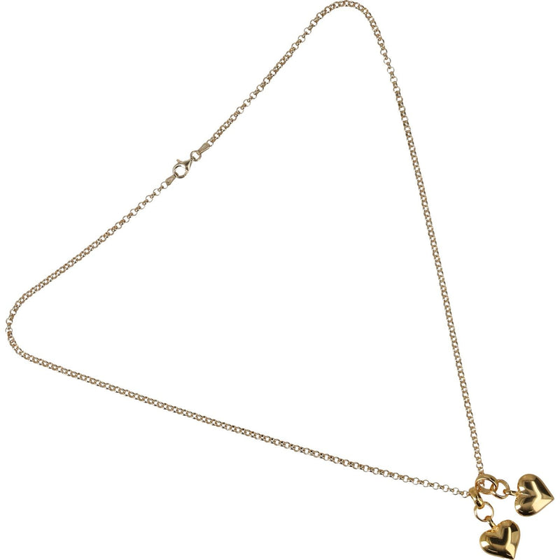 Tilly Sveaas Small Double Gold Plated Heart on Belcher Necklace