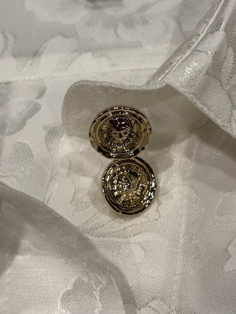 Chanel (indicated by logo on buttons) White Fabric with floral jacquard pattern Tops