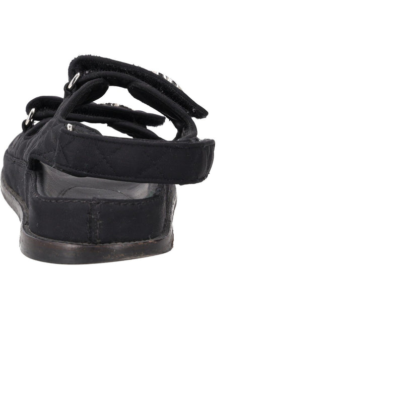 Chanel Black Quilted Fabric CC Dad Sandals