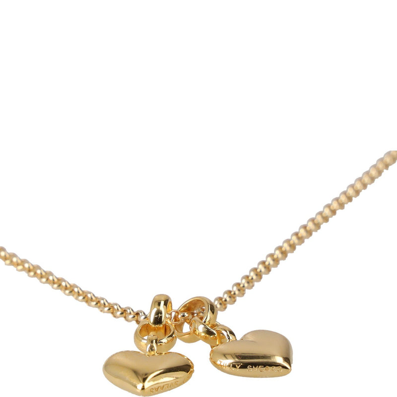 Tilly Sveaas Small Double Gold Plated Heart on Belcher Necklace