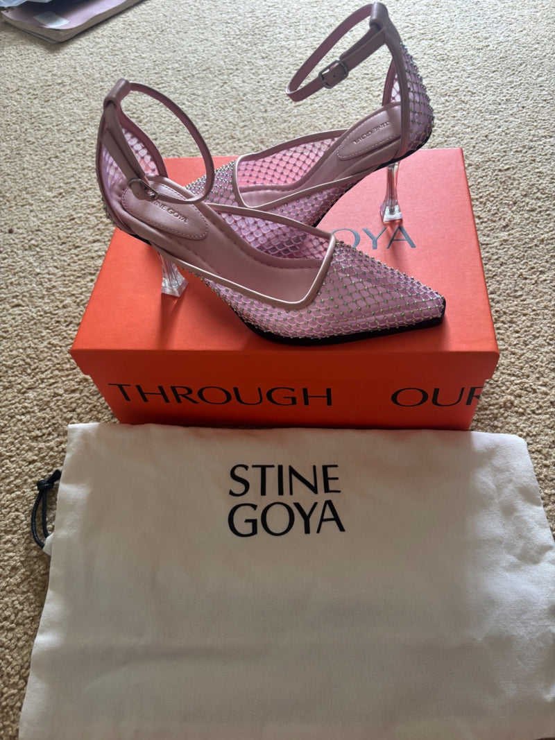 Stine Goya Pink Satin with rhinestones Heeled Shoes