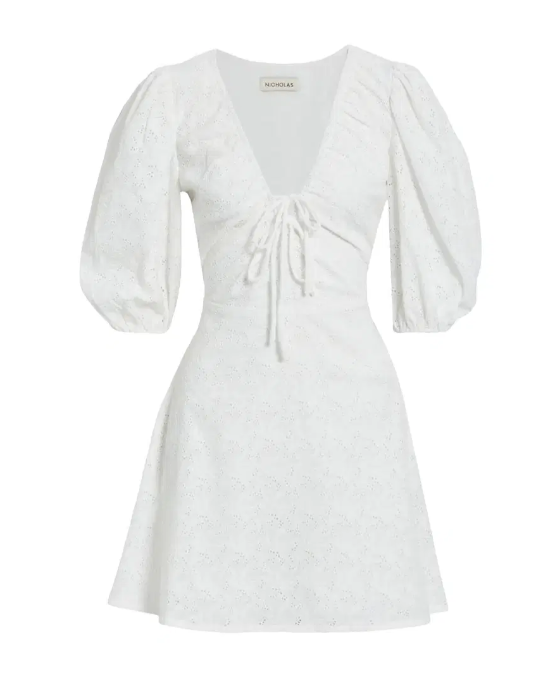 NICHOLAS. White 100% cotton Day dress