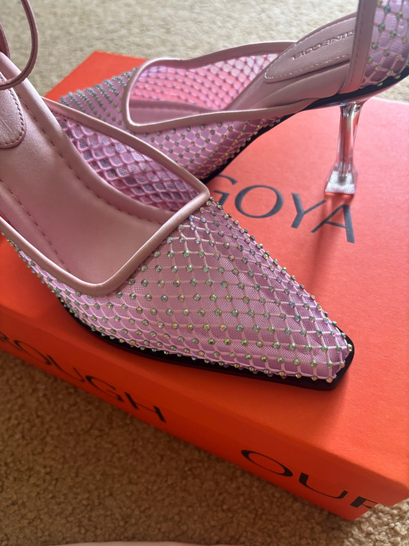 Stine Goya Pink Satin with rhinestones Heeled Shoes