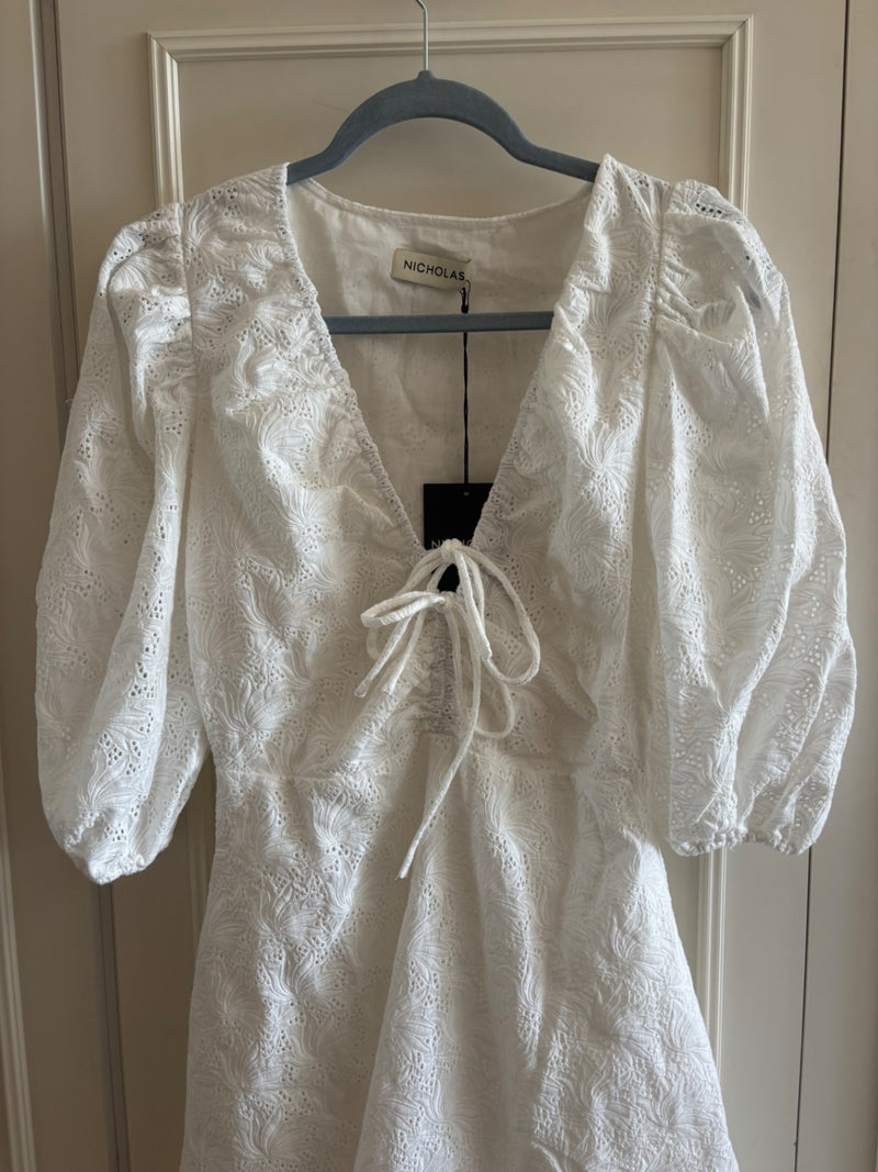 NICHOLAS. White 100% cotton Day dress