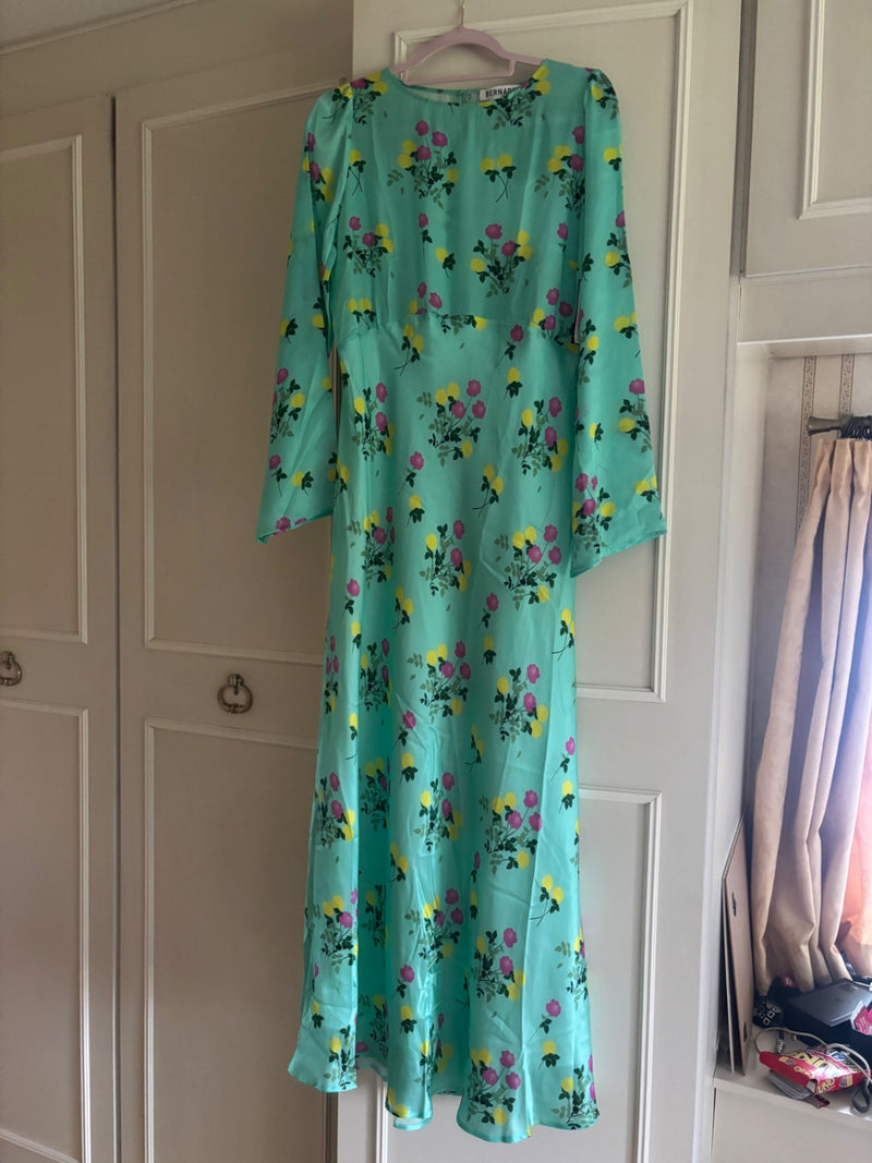 Bernadette Light Blue with Pink and Yellow Floral Silk Maxi Dresses