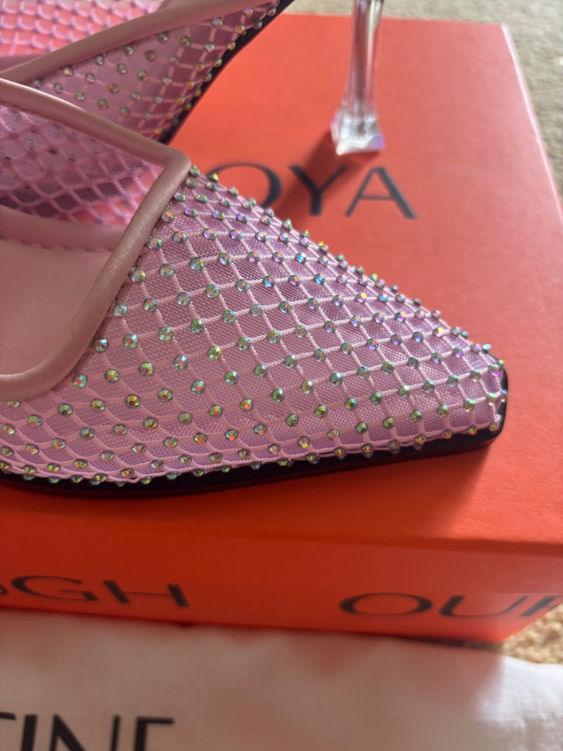 Stine Goya Pink Satin with rhinestones Heeled Shoes