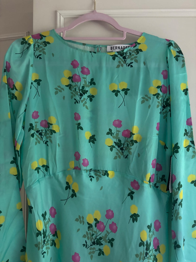 Bernadette Light Blue with Pink and Yellow Floral Silk Maxi Dresses