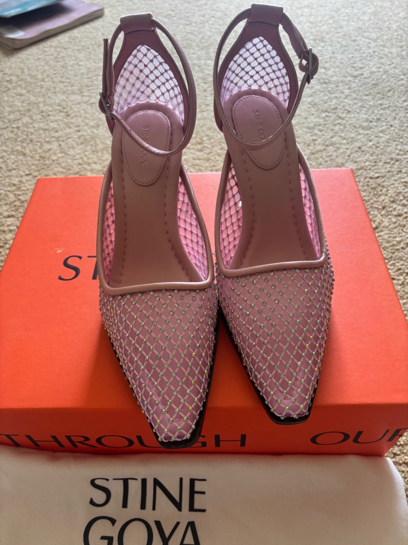 Stine Goya Pink Satin with rhinestones Heeled Shoes