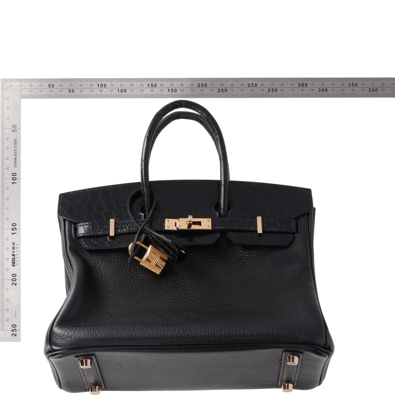 Hermès Birkin 25 Touch Noir – Black Matte Alligator Togo Gold Hardware