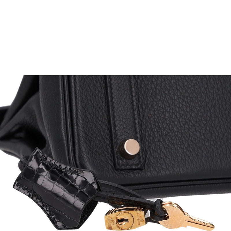 Hermès Birkin 25 Touch Noir – Black Matte Alligator Togo Gold Hardware