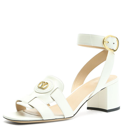 Valentino Ecru V logo Leather Sandals 37