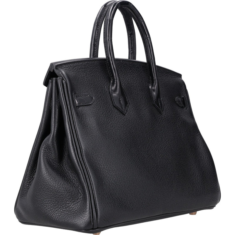 Hermès Birkin 25 Touch Noir – Black Matte Alligator Togo Gold Hardware