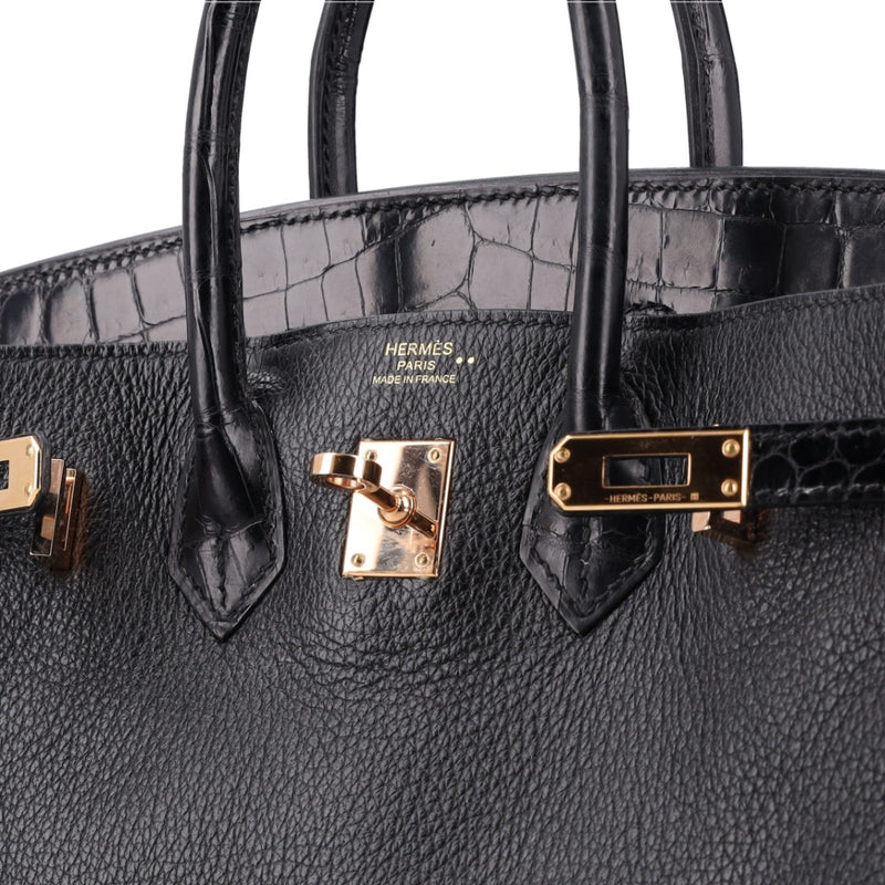 Hermès Birkin 25 Touch Noir – Black Matte Alligator Togo Gold Hardware