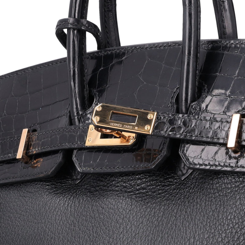 Hermès Birkin 25 Touch Noir – Black Matte Alligator Togo Gold Hardware