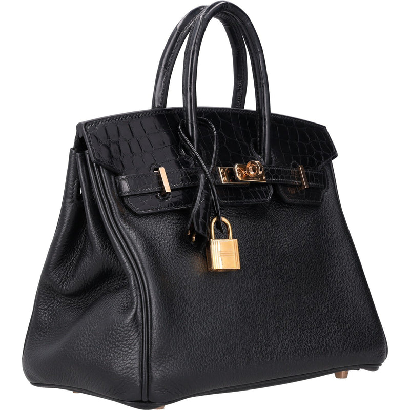 Hermès Birkin 25 Touch Noir – Black Matte Alligator Togo Gold Hardware
