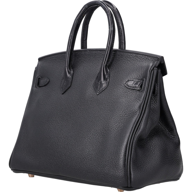 Hermès Birkin 25 Touch Noir – Black Matte Alligator Togo Gold Hardware