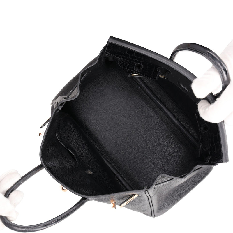 Hermès Birkin 25 Touch Noir – Black Matte Alligator Togo Gold Hardware