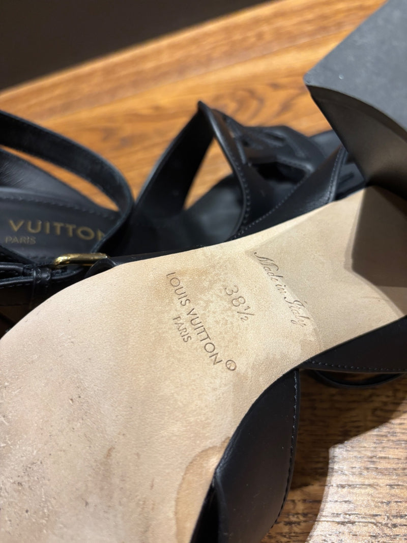 Louis Vuitton Isola Black Leather Sandals 38,5
