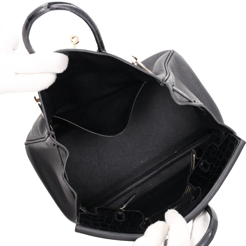 Hermès Birkin 25 Touch Noir – Black Matte Alligator Togo Gold Hardware