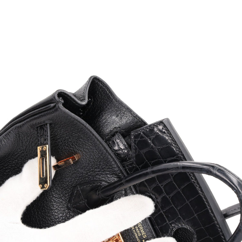 Hermès Birkin 25 Touch Noir – Black Matte Alligator Togo Gold Hardware