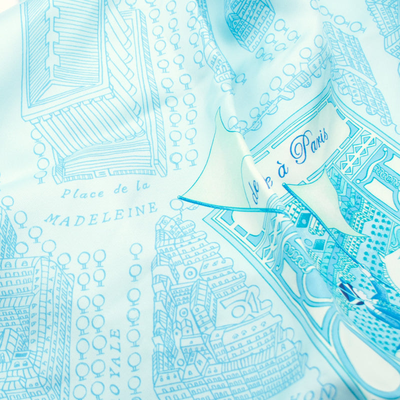 Hermès Carre 90 Silk Scarf de Passage Paris Blue