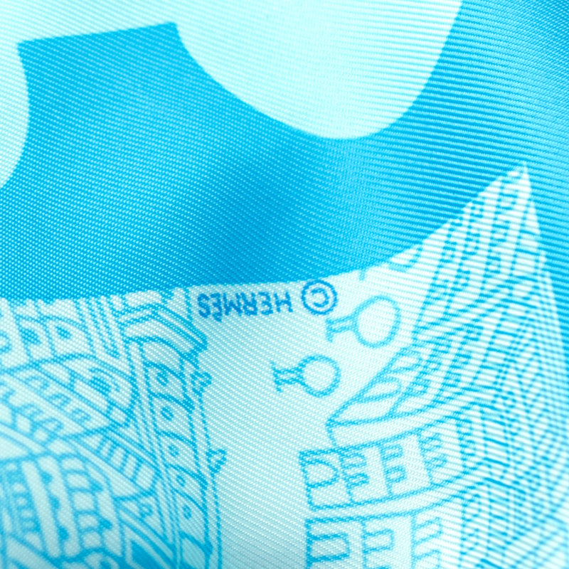 Hermès Carre 90 Silk Scarf de Passage Paris Blue