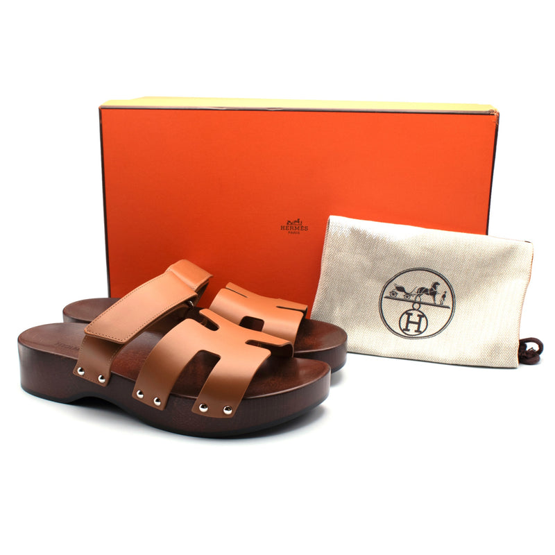 Hermès Calfskin Leather Kos Clogs