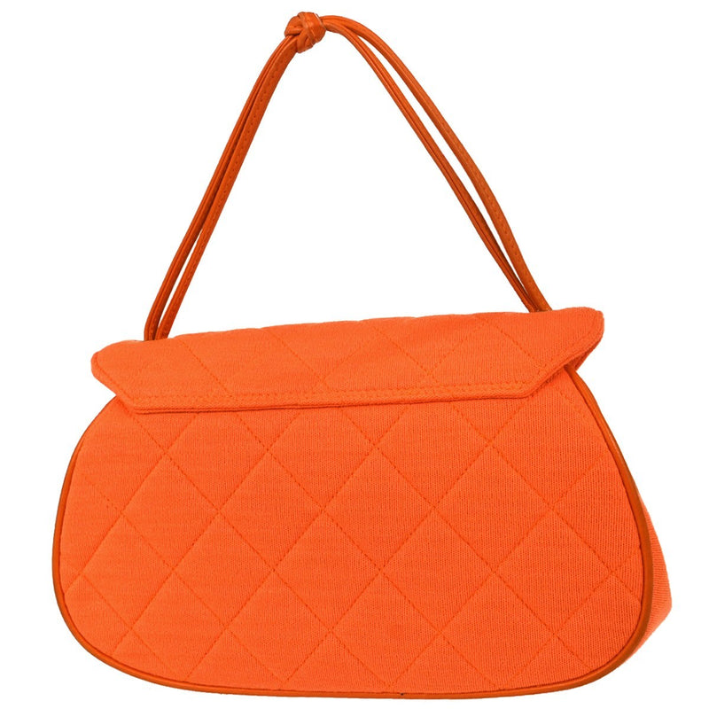 Chanel Shopping Quilted Knit Pluto Glitter Orange Cloth Bag