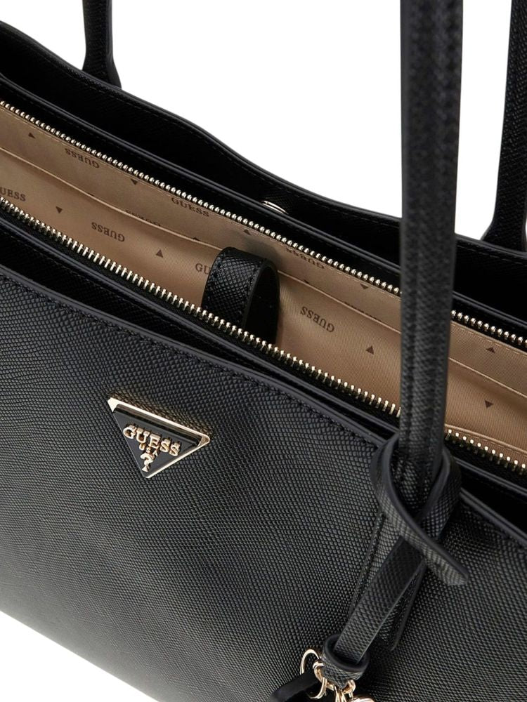Guess Structured Polyurethane Tote Bag — Black