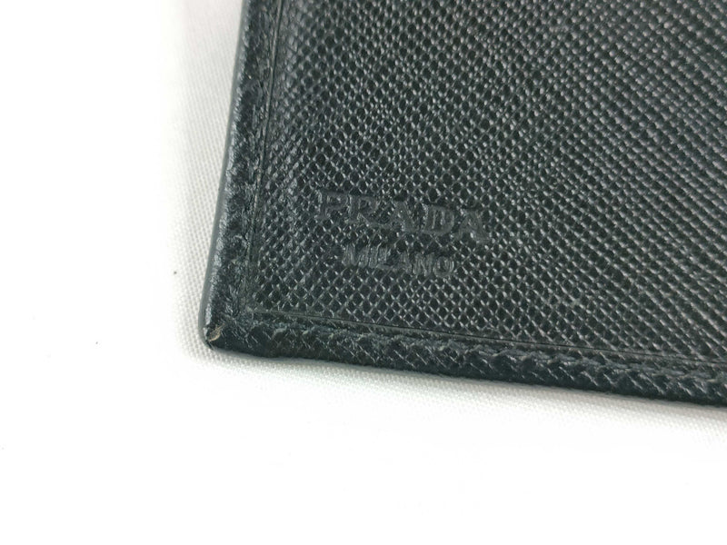 Prada Saffiano Bifold Leather Black Accessory