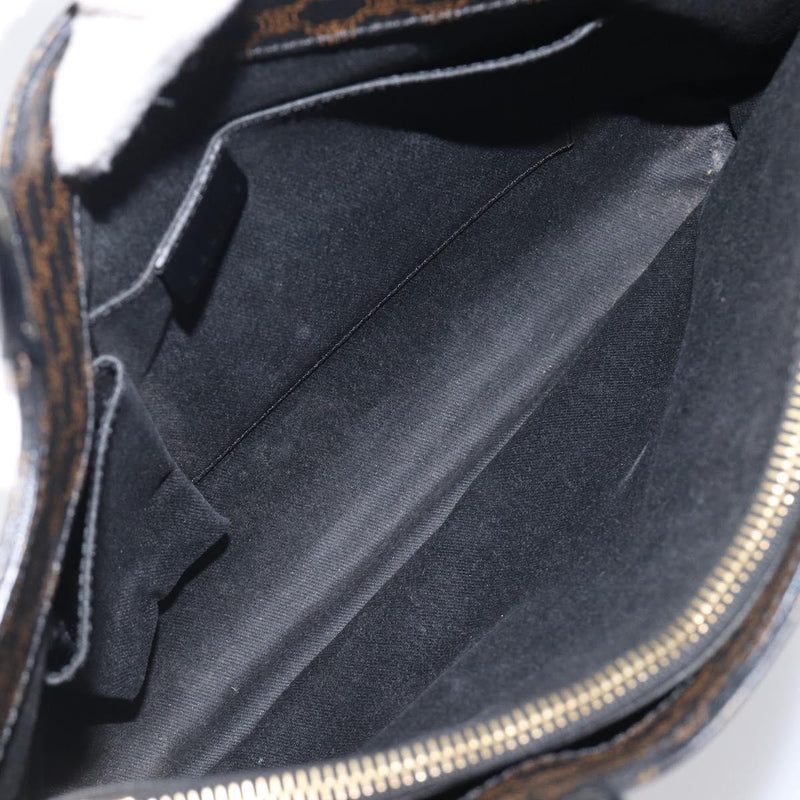 Celine Vintage Macadam Canvas And Leather Black Bag