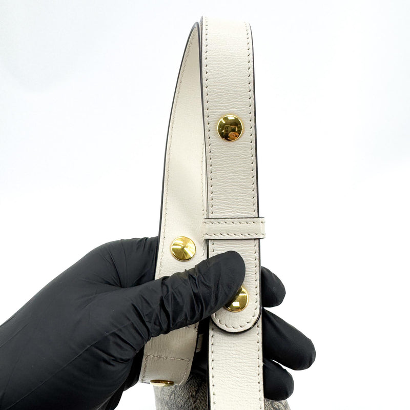 Gucci Horsebit 1955 Gg Coated Canvas With Leather Beige Bag