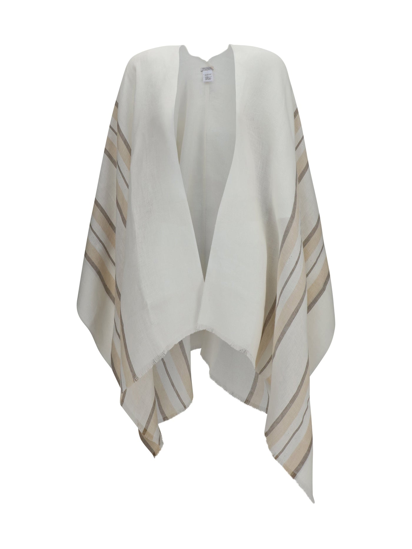 Brunello Cucinelli Linen, Cashmere And Silk Blend Shawl — White Shawls